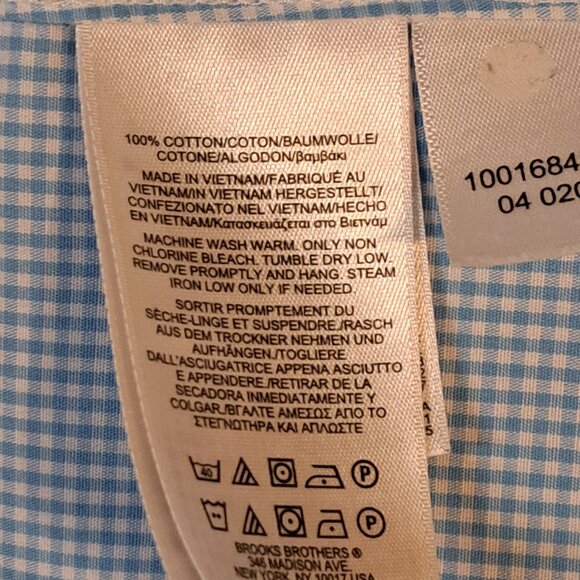 Brooks Brothers Men's Blue & White Check Button Down Shirt - Picture 8 of 9